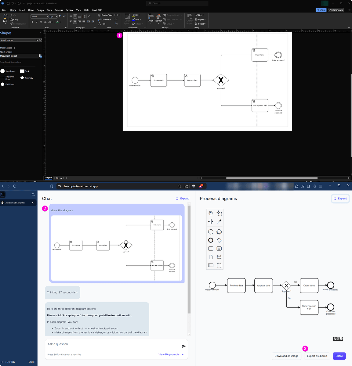 Convert Visio to .bpmn