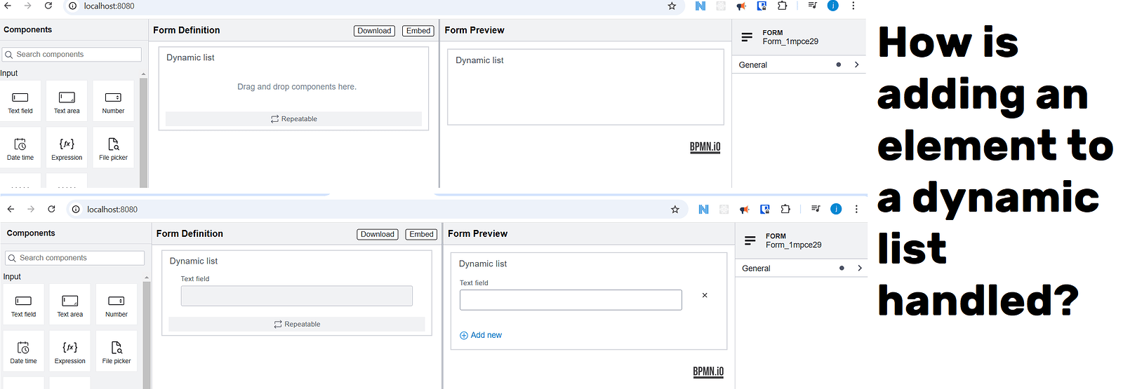 adding new elem to the default dynamic list